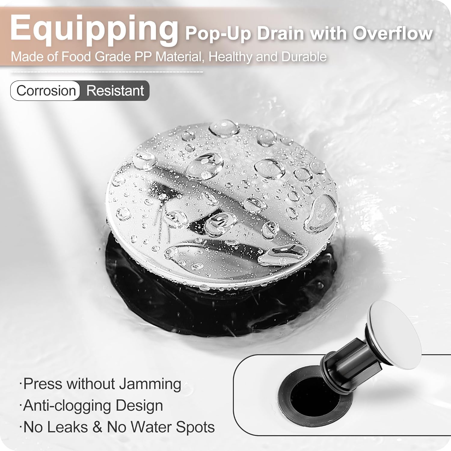 3 Hole Bathroom Faucet, Brass Waterfall Bathroom Sink Faucet, Chrome Gold 4-16 Inch Bathroom Faucets, 2 Handle Bathroom Widespread Faucet with Pop-up Drain & Supply Hoses, Unique, Lifetime Use