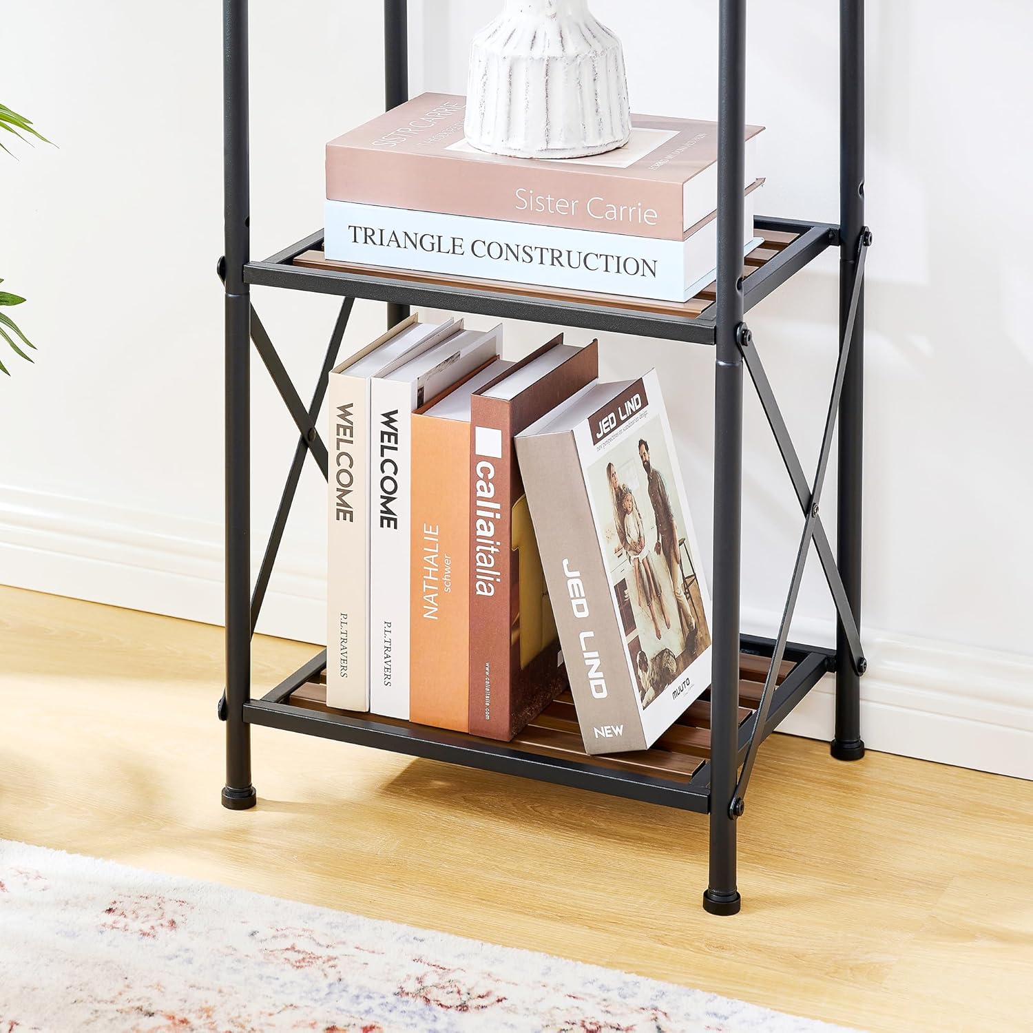 3 Tier Storage Rack Bathroom Shelving Unit, Free Standing Small Shelf Stand with X-Shaped Frame