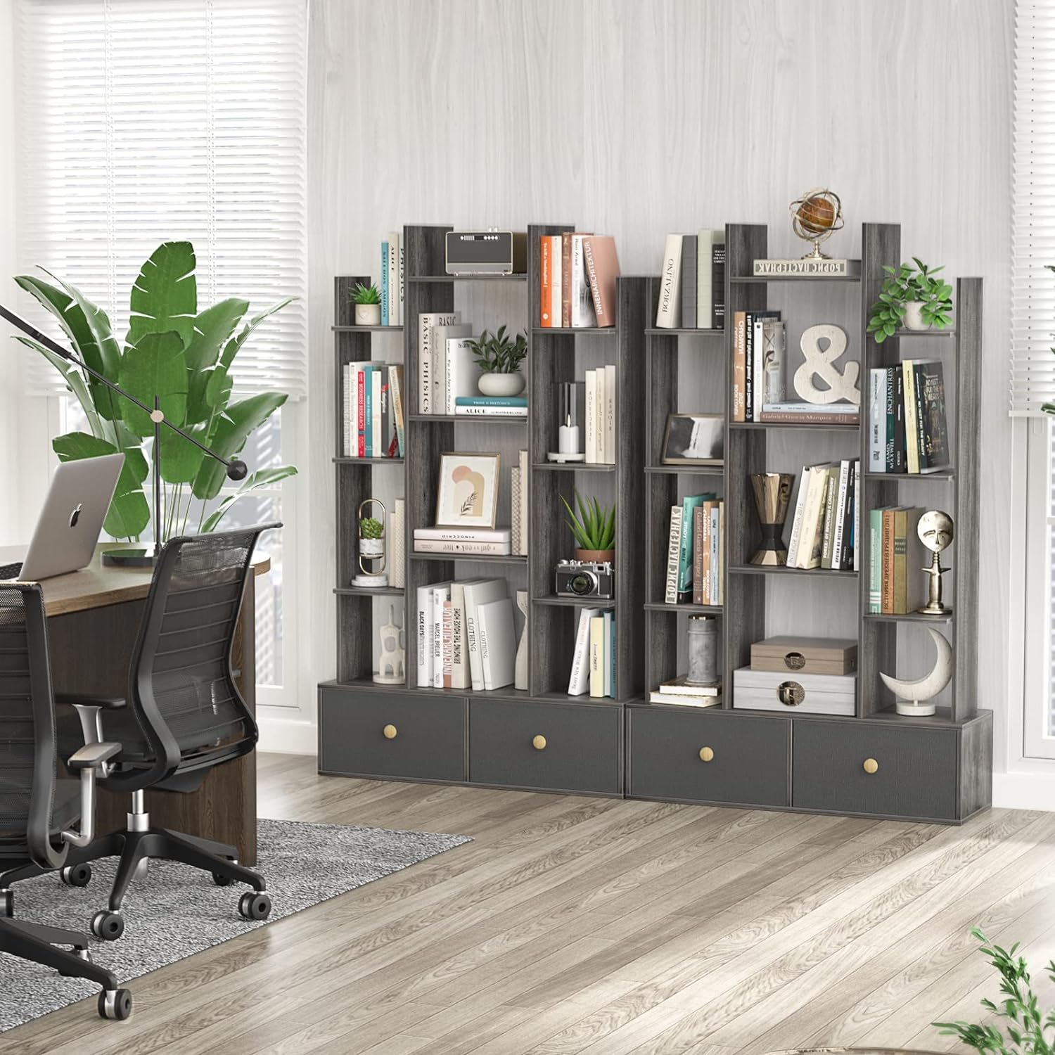 Book Shelf with 2 Drawers Free Standing Bookcase