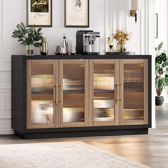 Buffet Cabinet with Storage, 55.1" Large Sideboard Buffet Cabinet