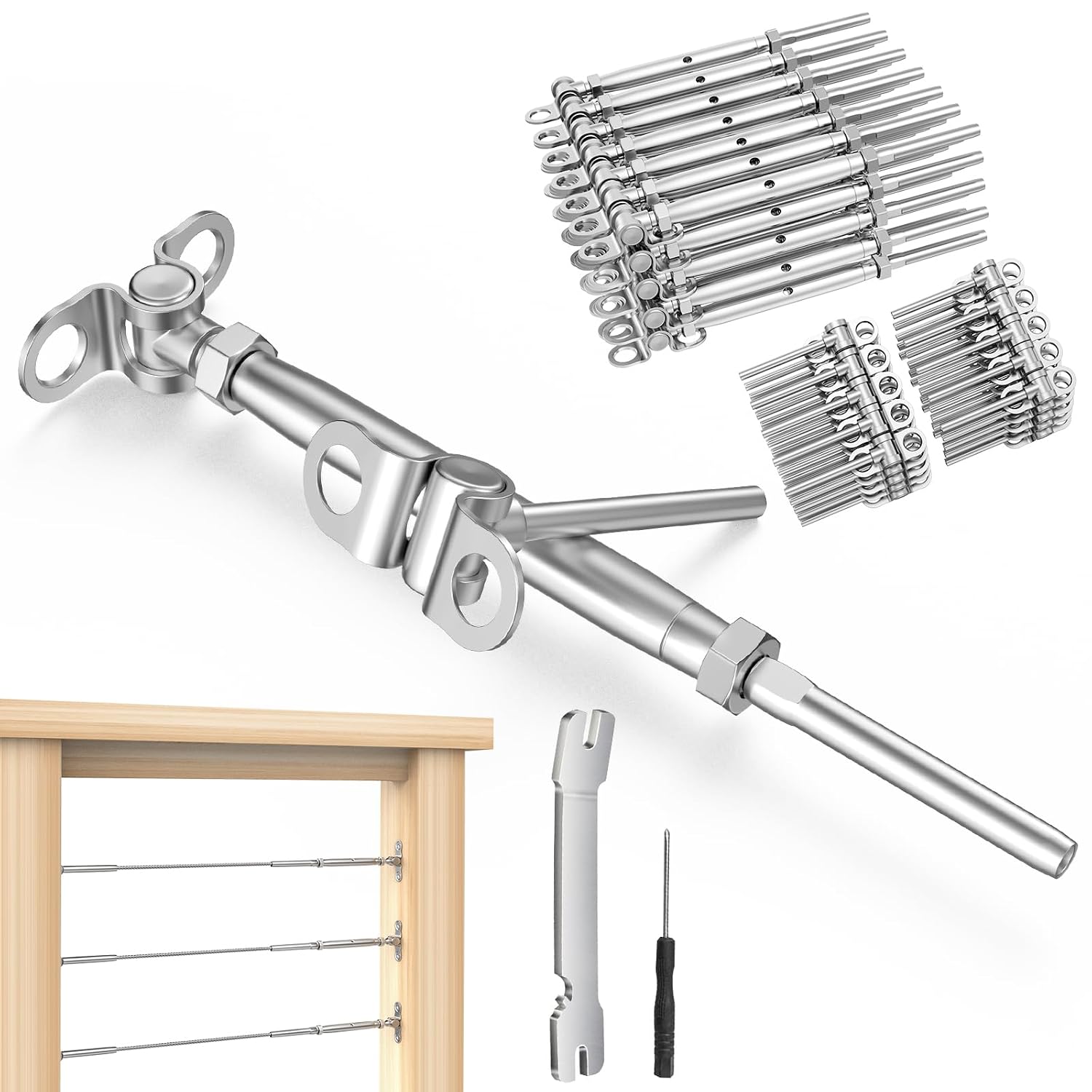 20 Pairs 1/8" Cable Railing Kit Swage Toggle Turnbuckle Hardware