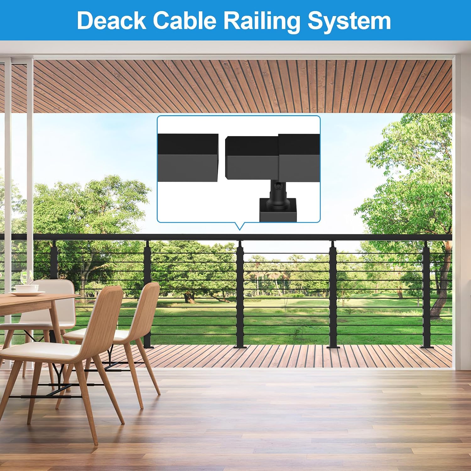 16FT-20FT Swageless Complete Set Black Cable Railing Post Kits