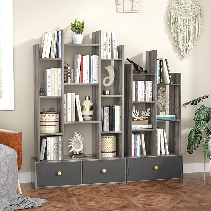 Book Shelf with 2 Drawers Free Standing Bookcase