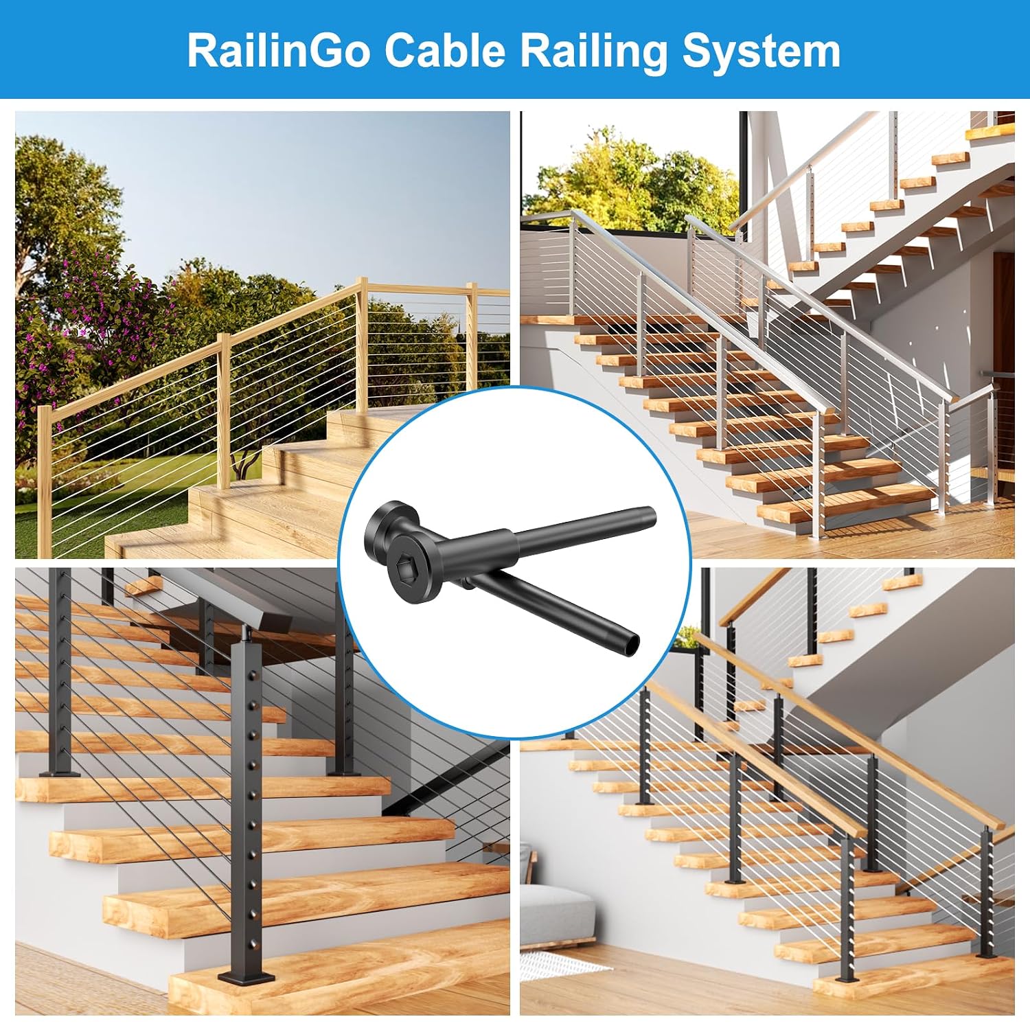 50 Pack 1/8" T316 Stainless Steel Invisible Cable Railing Kits