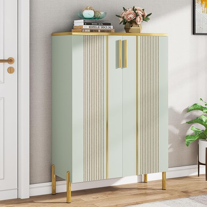 Shoe Cabinet with Doors, 6-Tier Shoe Storage Cabinet with Adjustable Shelves