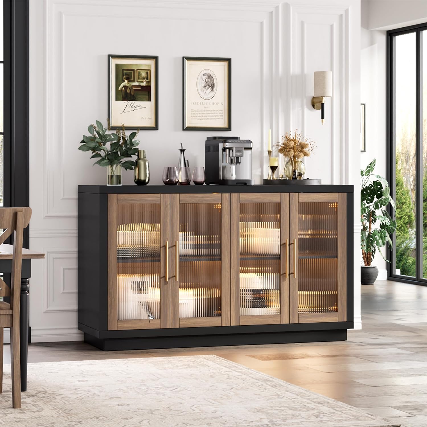 Buffet Cabinet with Storage, 55.1" Large Sideboard Buffet Cabinet