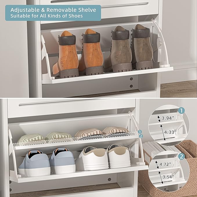 Shoe Storage Cabinet with 2 Flip Drawers