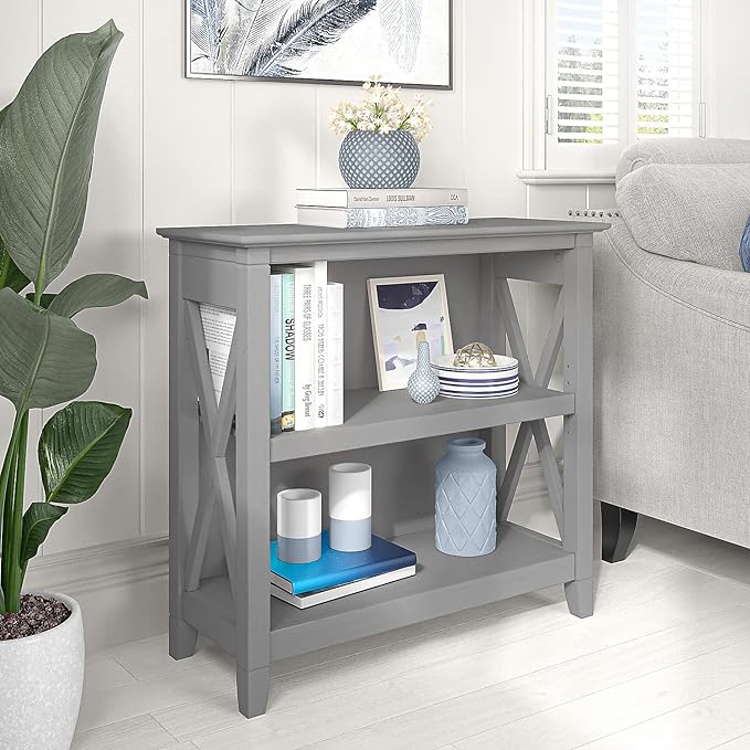2-Shelf 30-inch H Small Bookcase, Cape Cod Gray