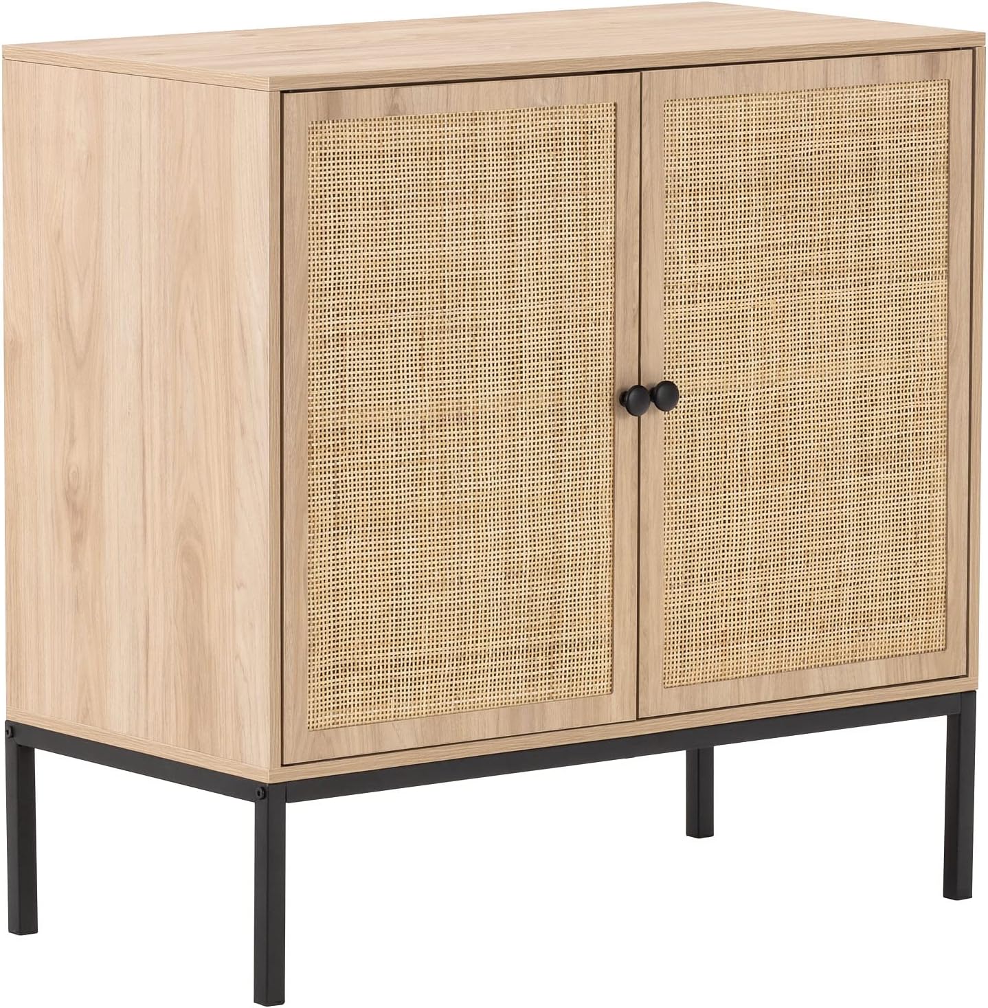 Set of 2 Sideboard with Handmade Natural Rattan Doors