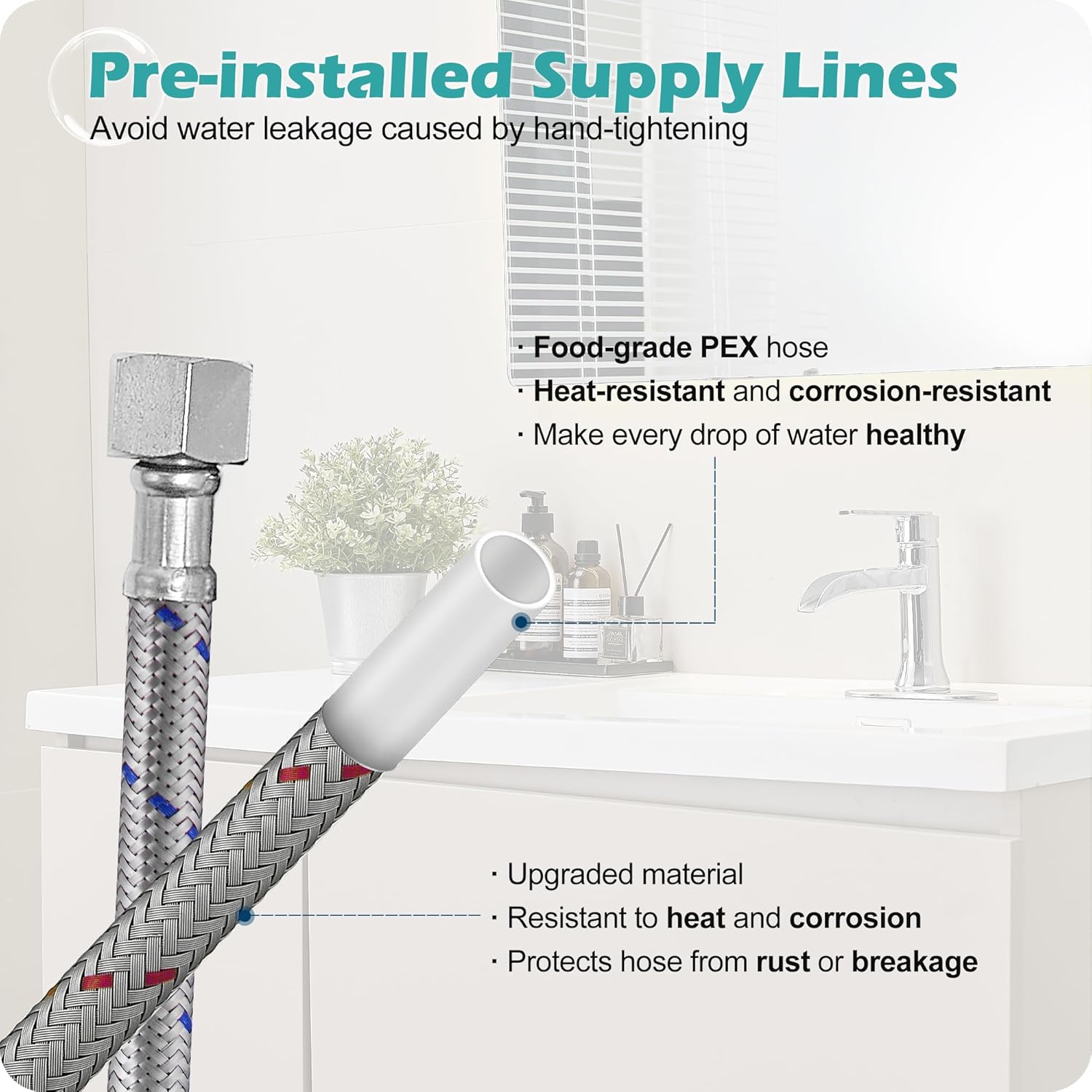 Waterfall Bathroom Sink Faucet Chrome, Brass 4 Inch Bathroom Faucet 3 Hole or 1 Hole, Single Handle Bathroom Faucets with Pop-up Drain & Deck Plate