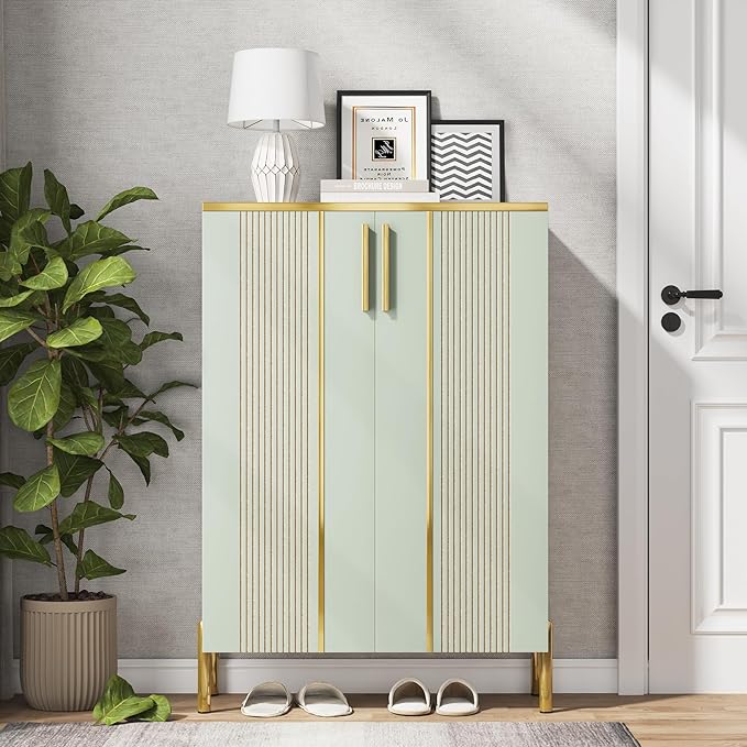 Shoe Cabinet with Doors, 6-Tier Shoe Storage Cabinet with Adjustable Shelves