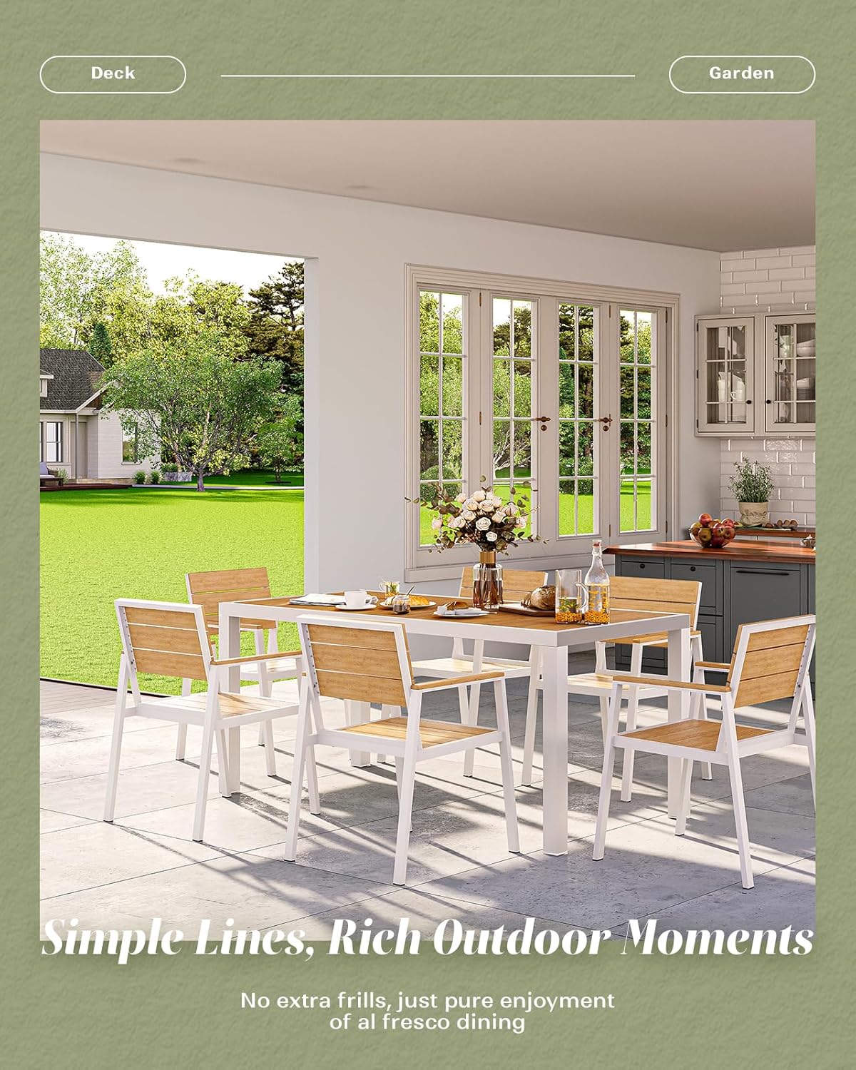5-Piece Outdoor Dining Set, Aluminum Dining Table Set for 4