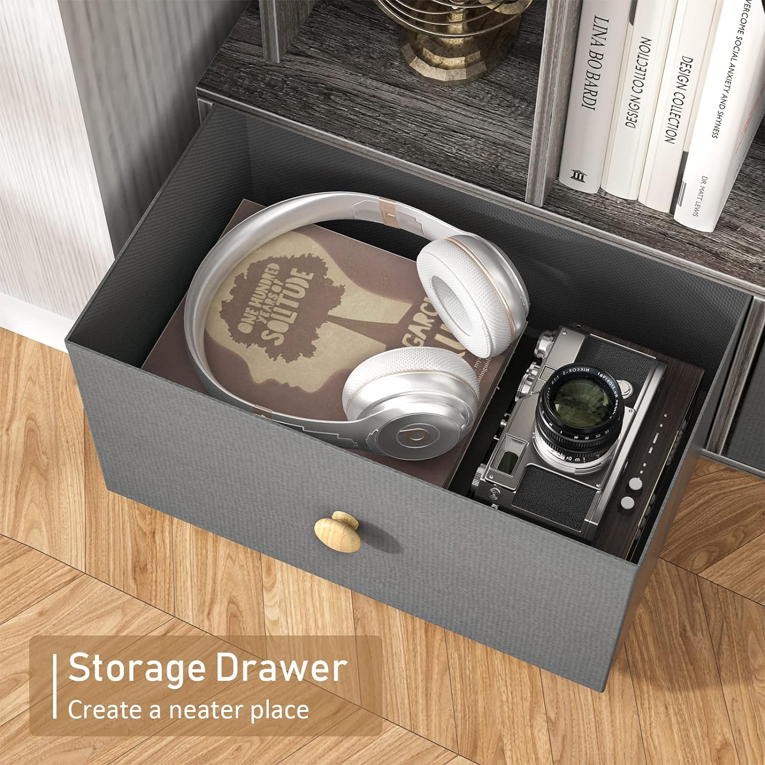 Book Shelf with 2 Drawers Free Standing Bookcase