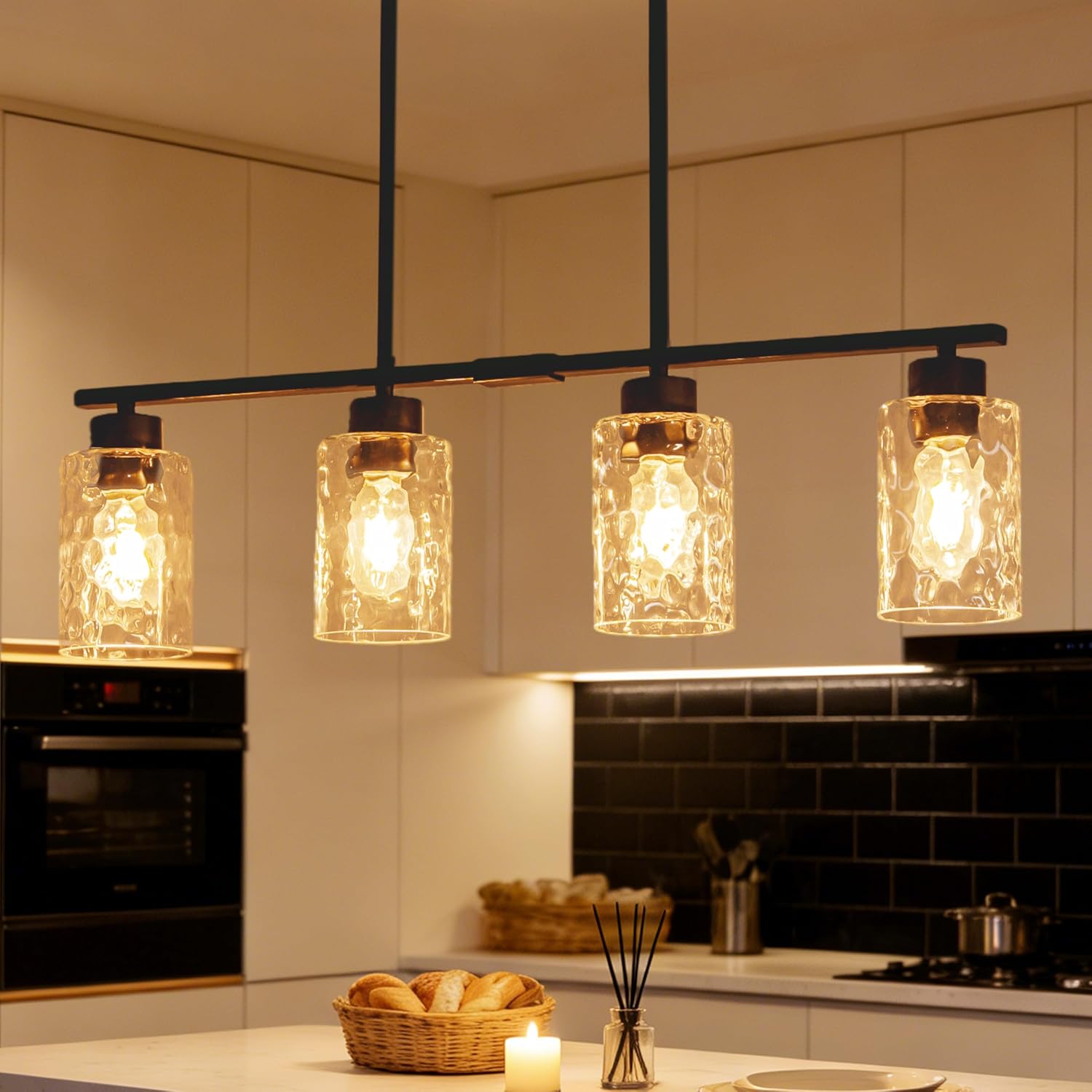 Hammered Glass Dining Room Light Fixture Chandelier Over Table