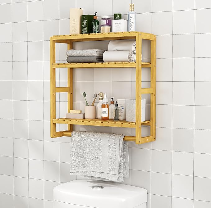 Over The Toilet Storage Bathroom Storage Shelves Organizer Adjustable 3 Tiers Floating Shelves