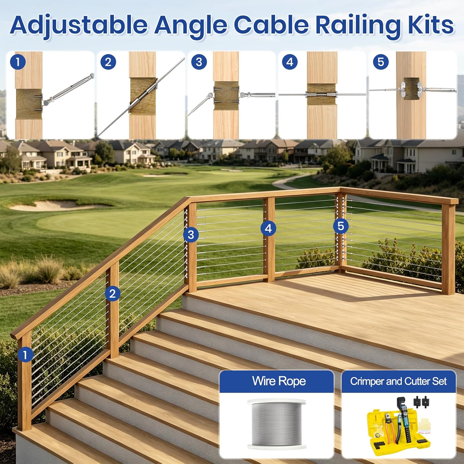 20 Pairs 1/8" Cable Railing Kit Swage Toggle Turnbuckle Hardware