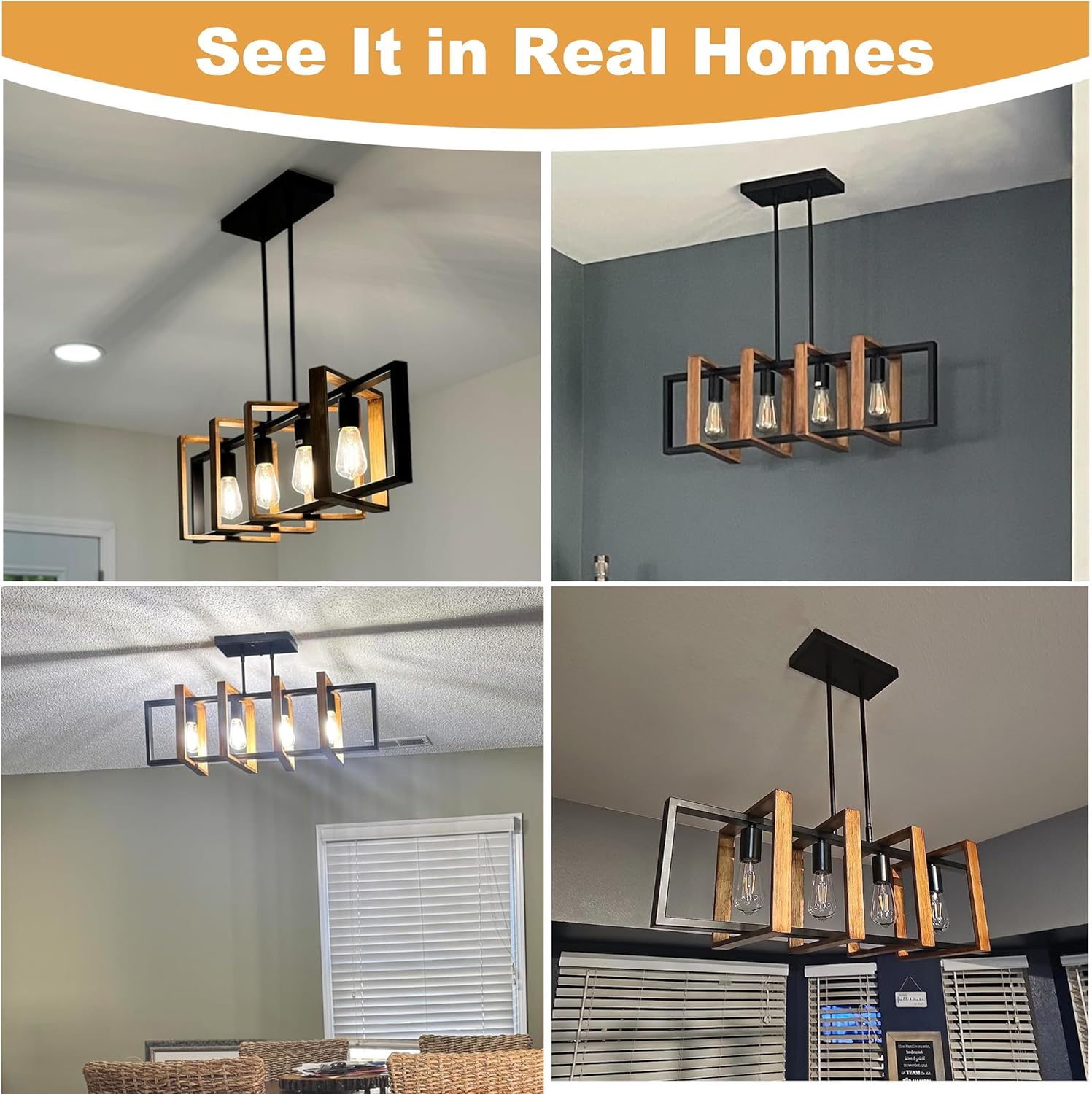 Antique Wood Chandelier Island Lights for Kitchen