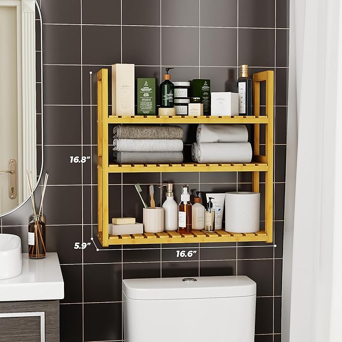 Over The Toilet Storage Bathroom Storage Shelves Organizer Adjustable 3 Tiers Floating Shelves