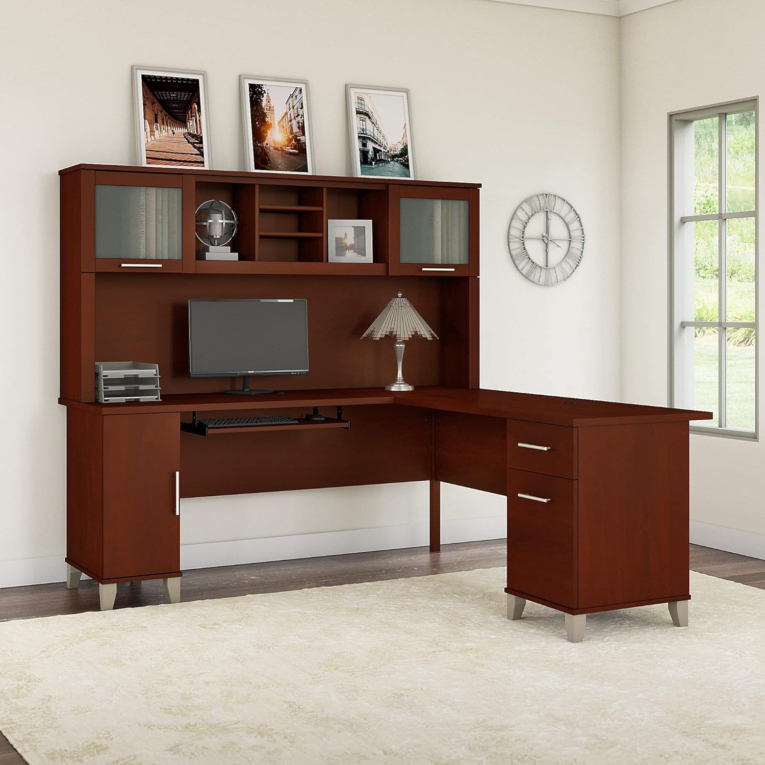 71.02"D x 71.02"W x 64.96"H L Shaped Desk with Hutch