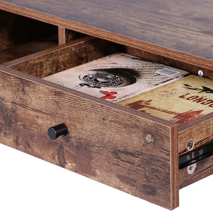 Brown Computer Desk with Drawer Study Writing/Makeup Table