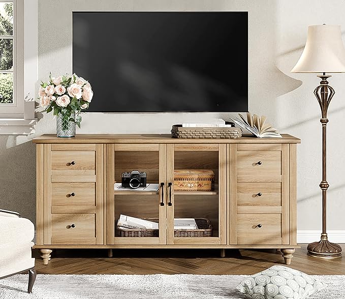 Sideboard Buffet Cabinets with Glass Door, Kitchen Storage Cabinets