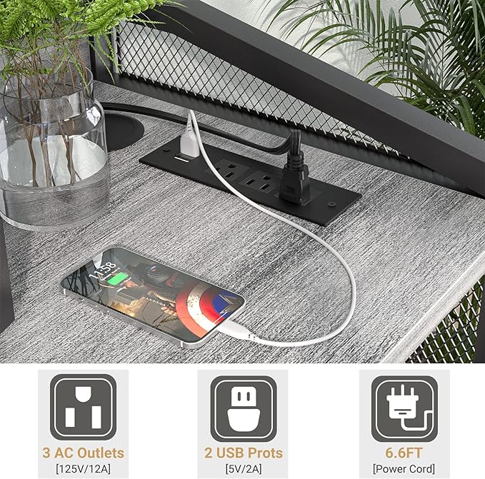 Printer Stand with Storage, Lateral Office Filing Cabinets with Socket and USB Charging Port