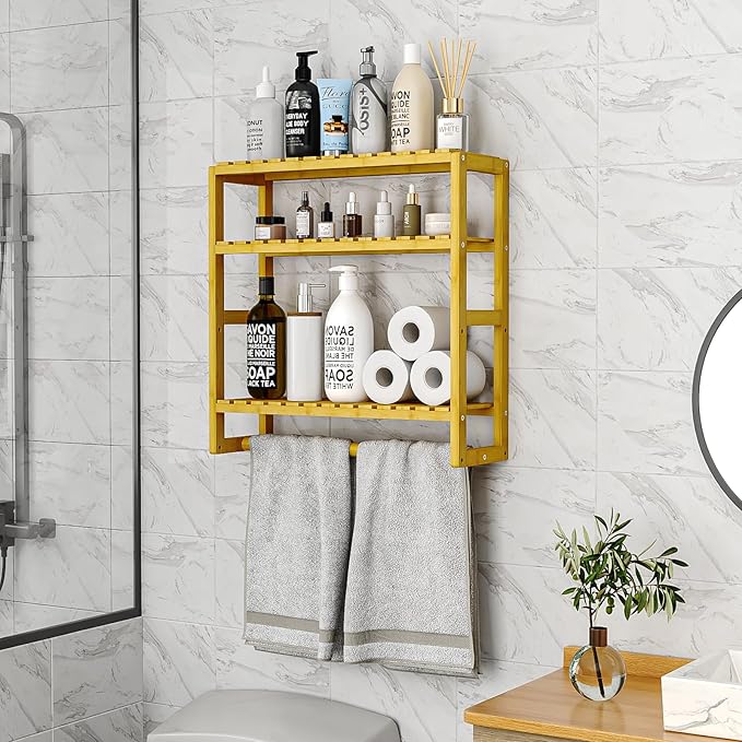 Over The Toilet Storage Bathroom Storage Shelves Organizer Adjustable 3 Tiers Floating Shelves