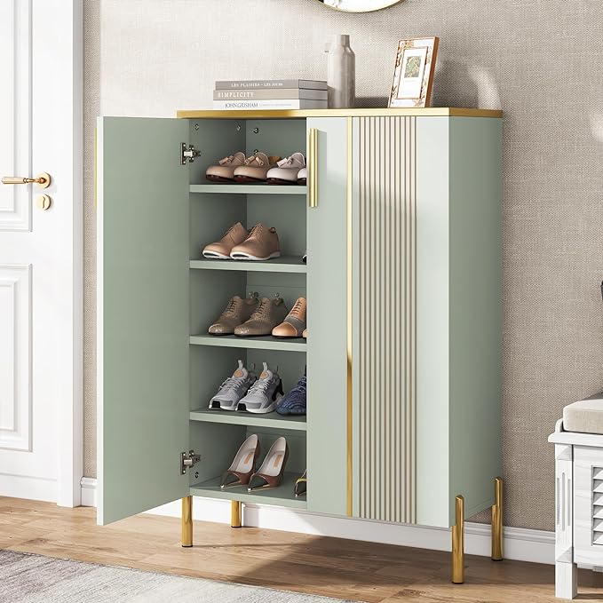 Shoe Cabinet with Doors, 6-Tier Shoe Storage Cabinet with Adjustable Shelves