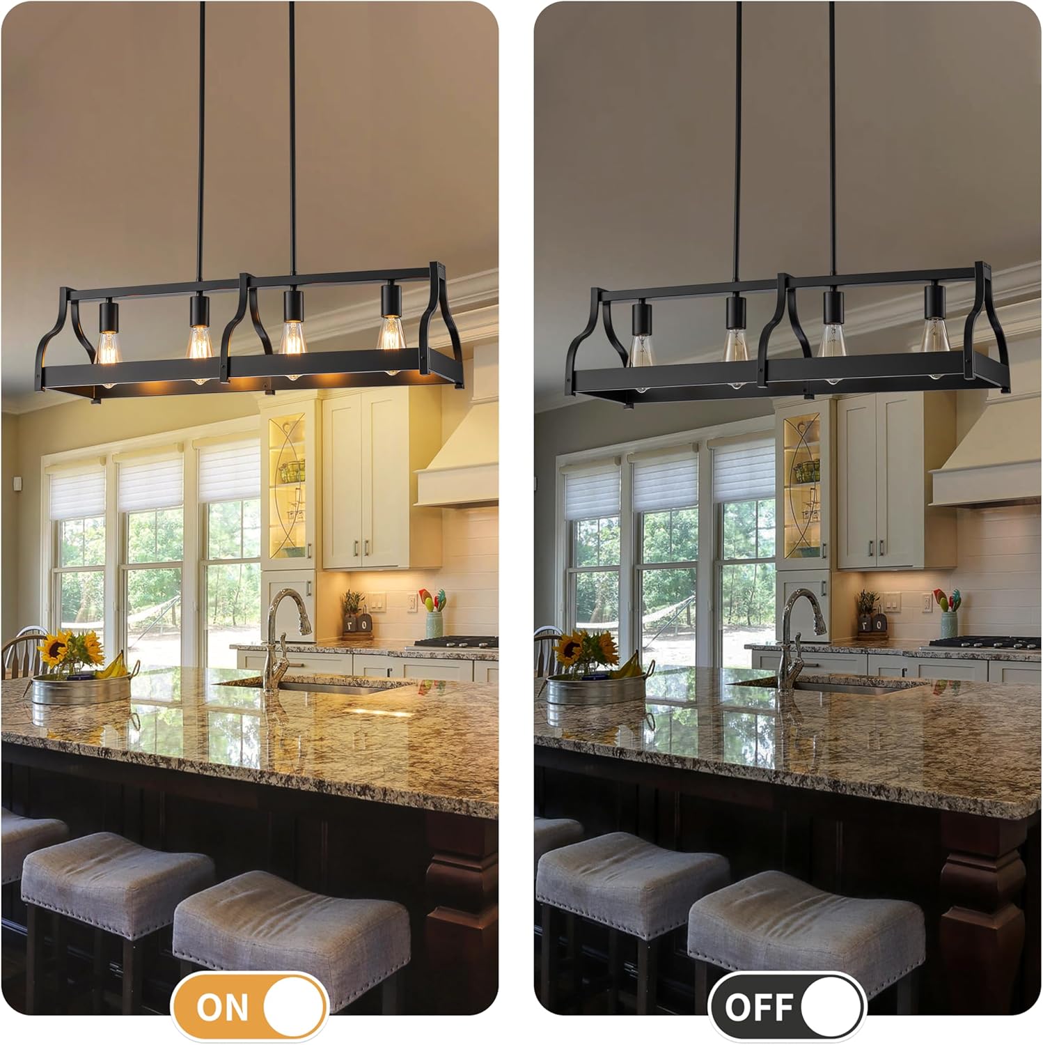 Upgraded Black Farmhouse Dining Room Light Fixtures Over Table