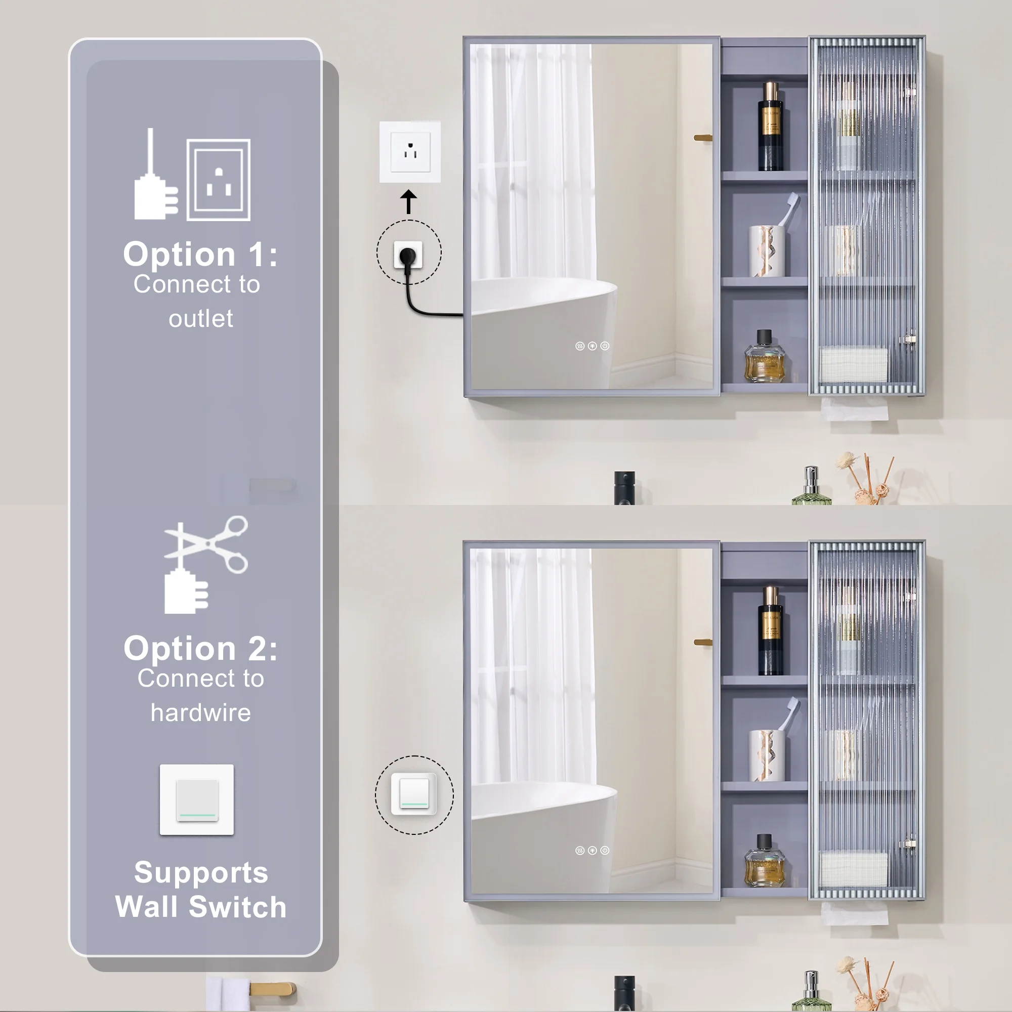 36 X 28 Inch LED Lighted Bathroom Medicine Cabinet with Mirror, Bathroom Vanity Mirror Cabinet