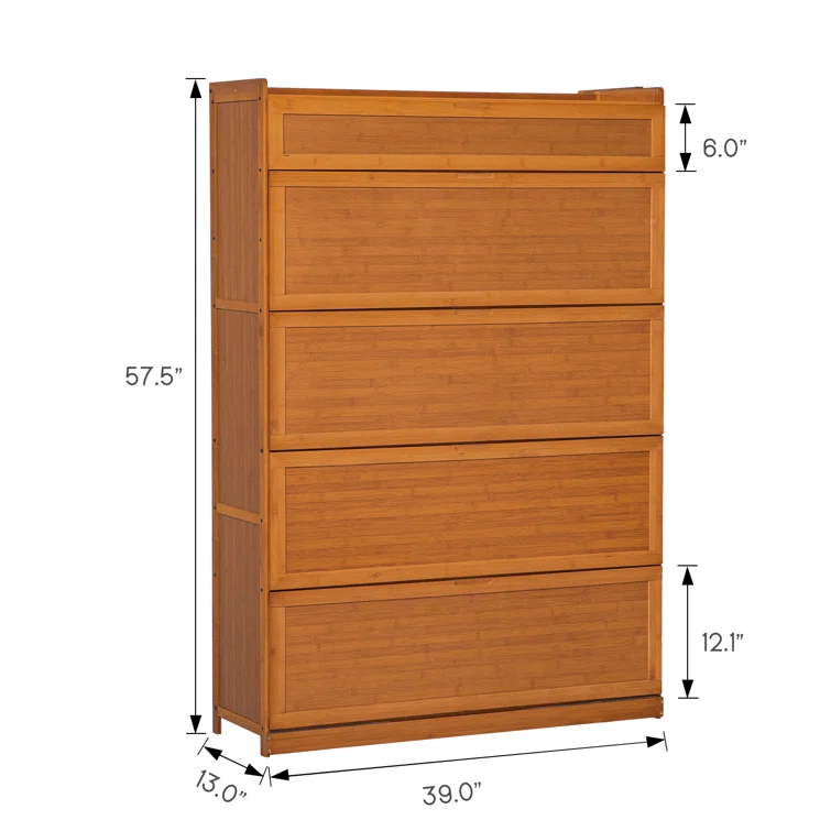 9 Tier Shoe Rack Organizer Modern Bamboo Cabinet with Door