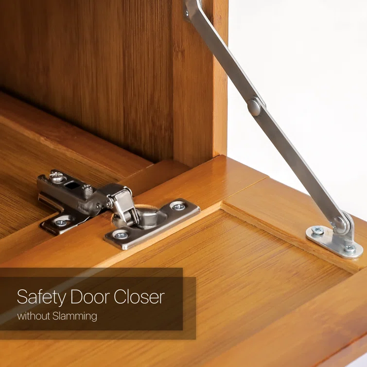 9 Tier Shoe Rack Organizer Modern Bamboo Cabinet with Door