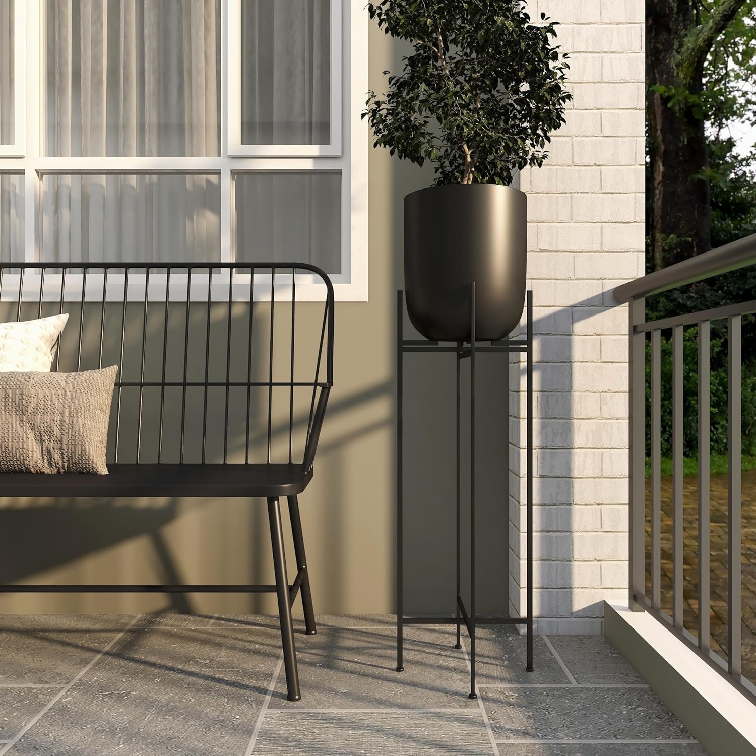 Metal Indoor Outdoor Planter Large Planter Pot with Removable Stand