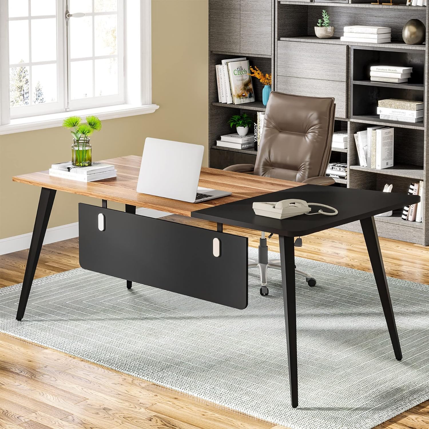 70 inch Large L Shape Computer Desk and 47" File Cabinet Set