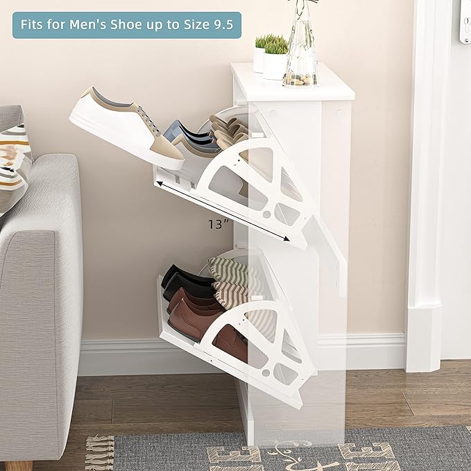 Shoe Storage Cabinet with 2 Flip Drawers