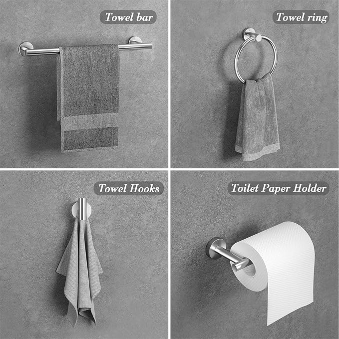 5-Pieces Brushed Nickel Bathroom Accessories Set