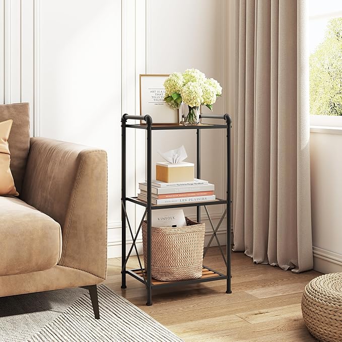 3 Tier Storage Rack Bathroom Shelving Unit, Free Standing Small Shelf Stand with X-Shaped Frame