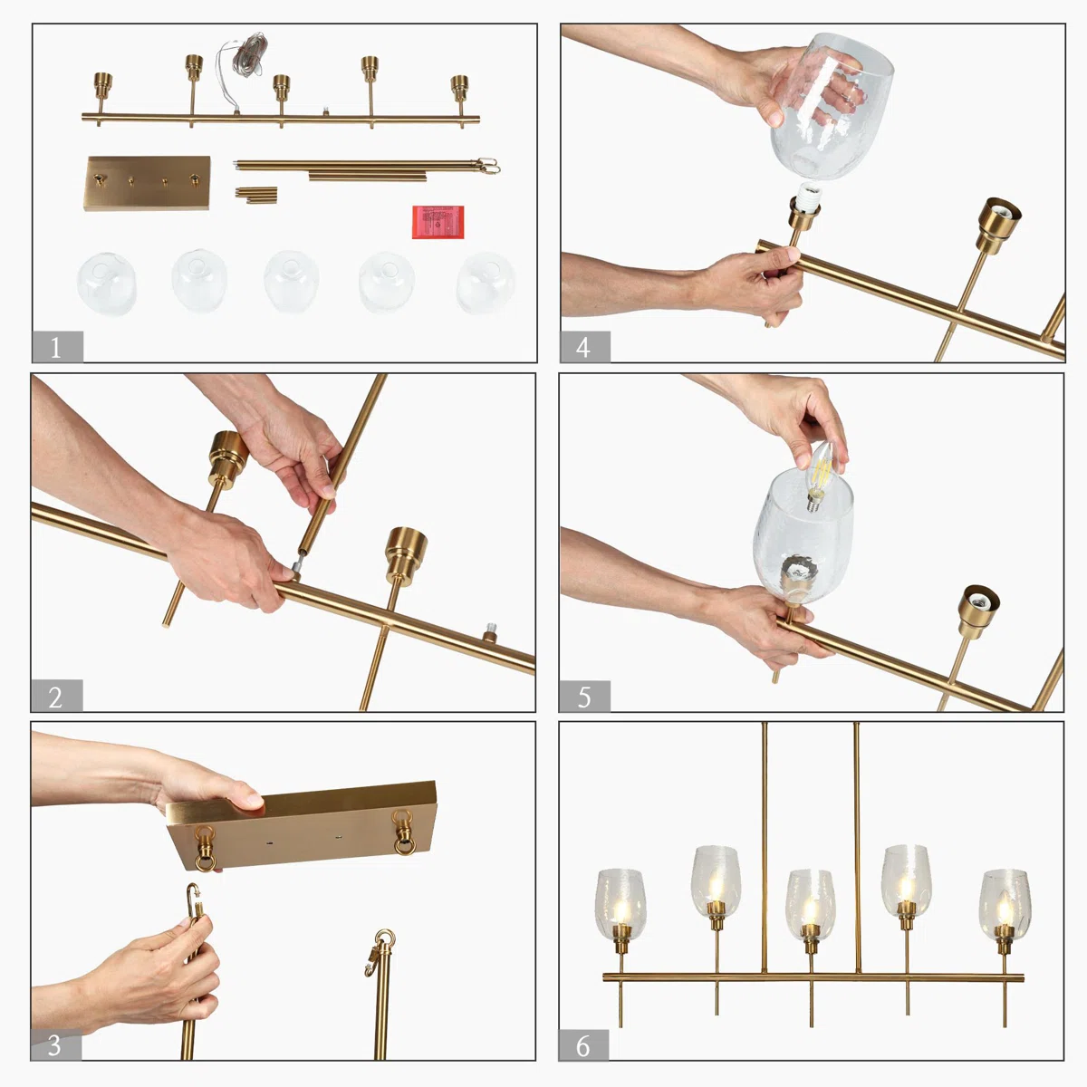  5 - Light Dimmable Kitchen Island Pendant Light