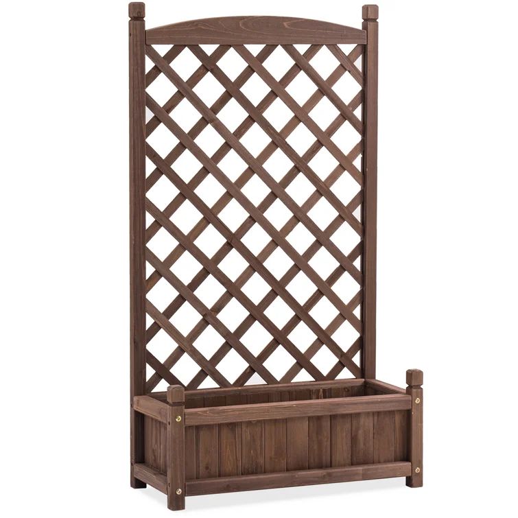 Wood Planter Box with Trellis