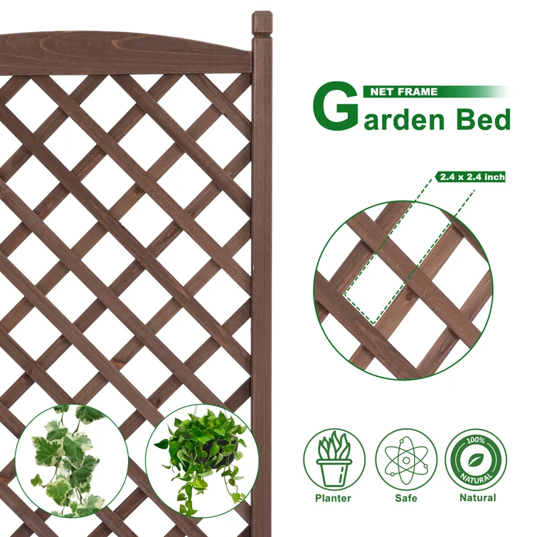 Wood Planter Box with Trellis