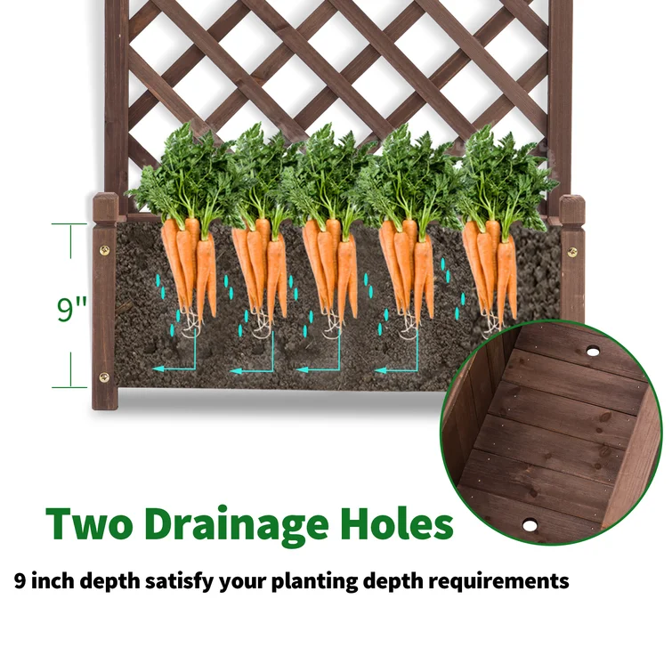 Wood Planter Box with Trellis