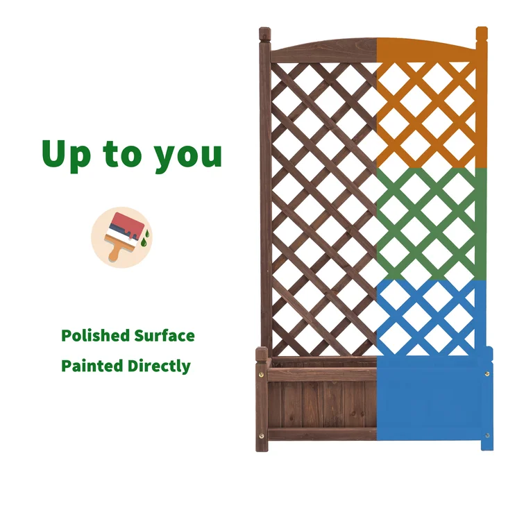 Wood Planter Box with Trellis