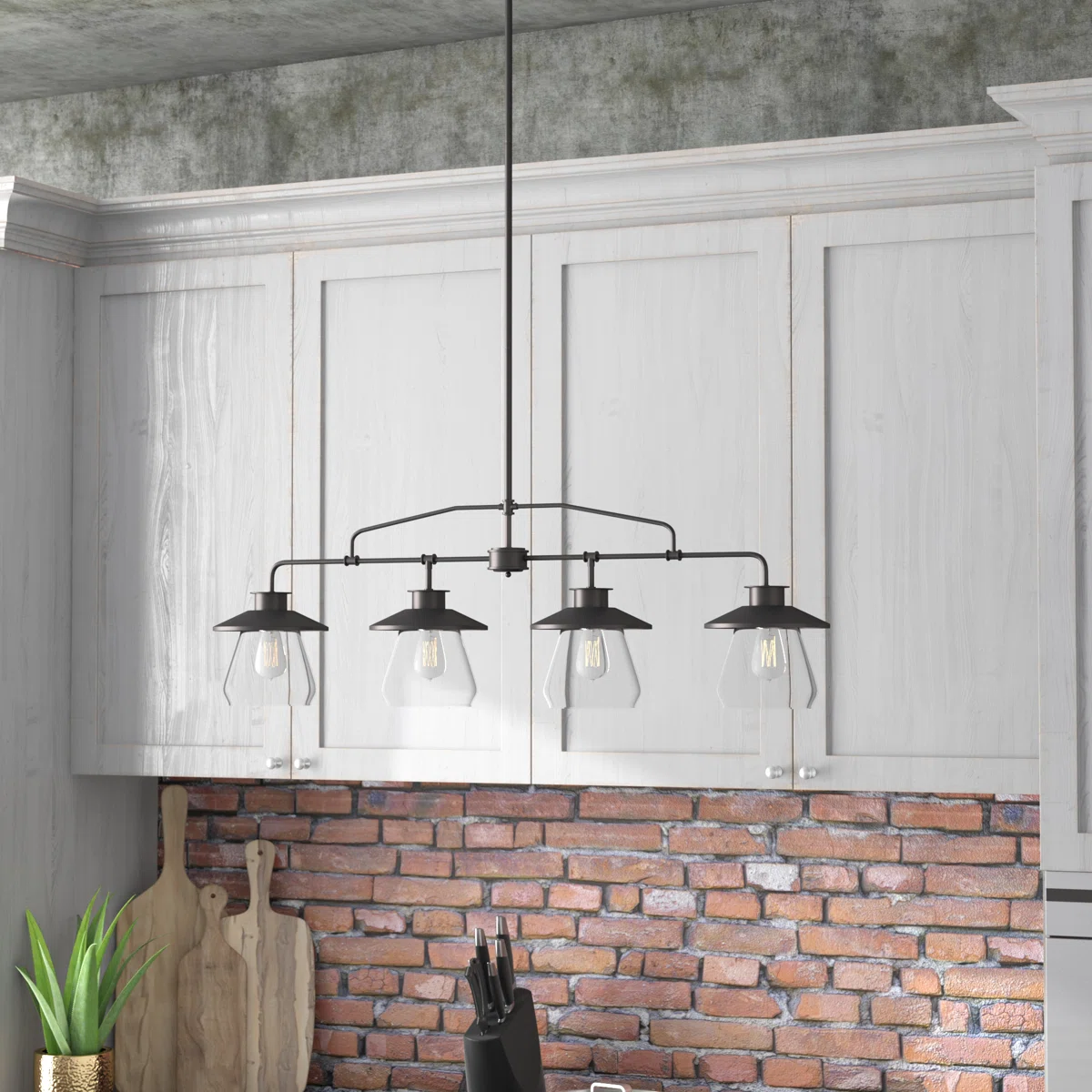 4 - Light Matte Black Kitchen Island Pendant
