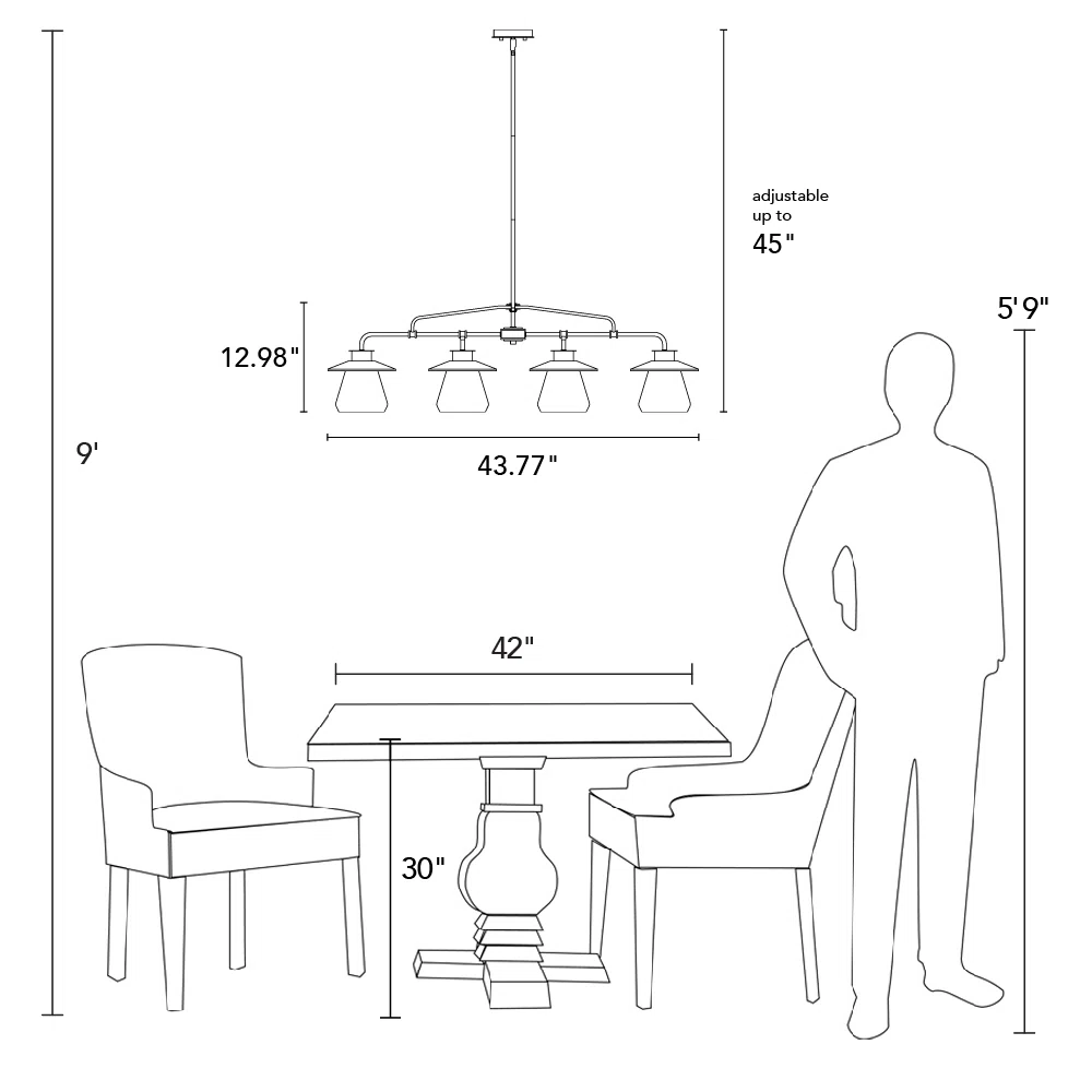 4 - Light Matte Black Kitchen Island Pendant