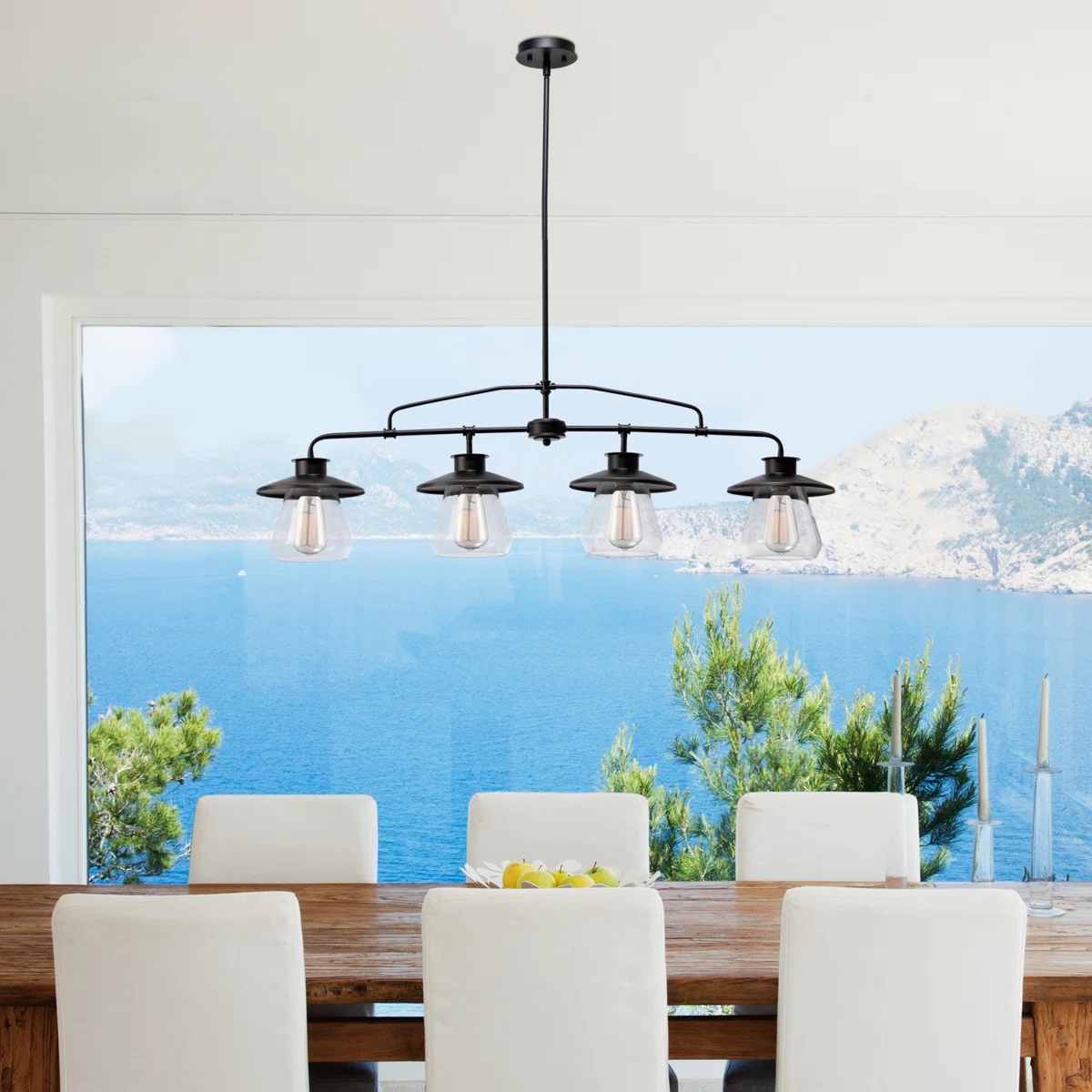4 - Light Matte Black Kitchen Island Pendant