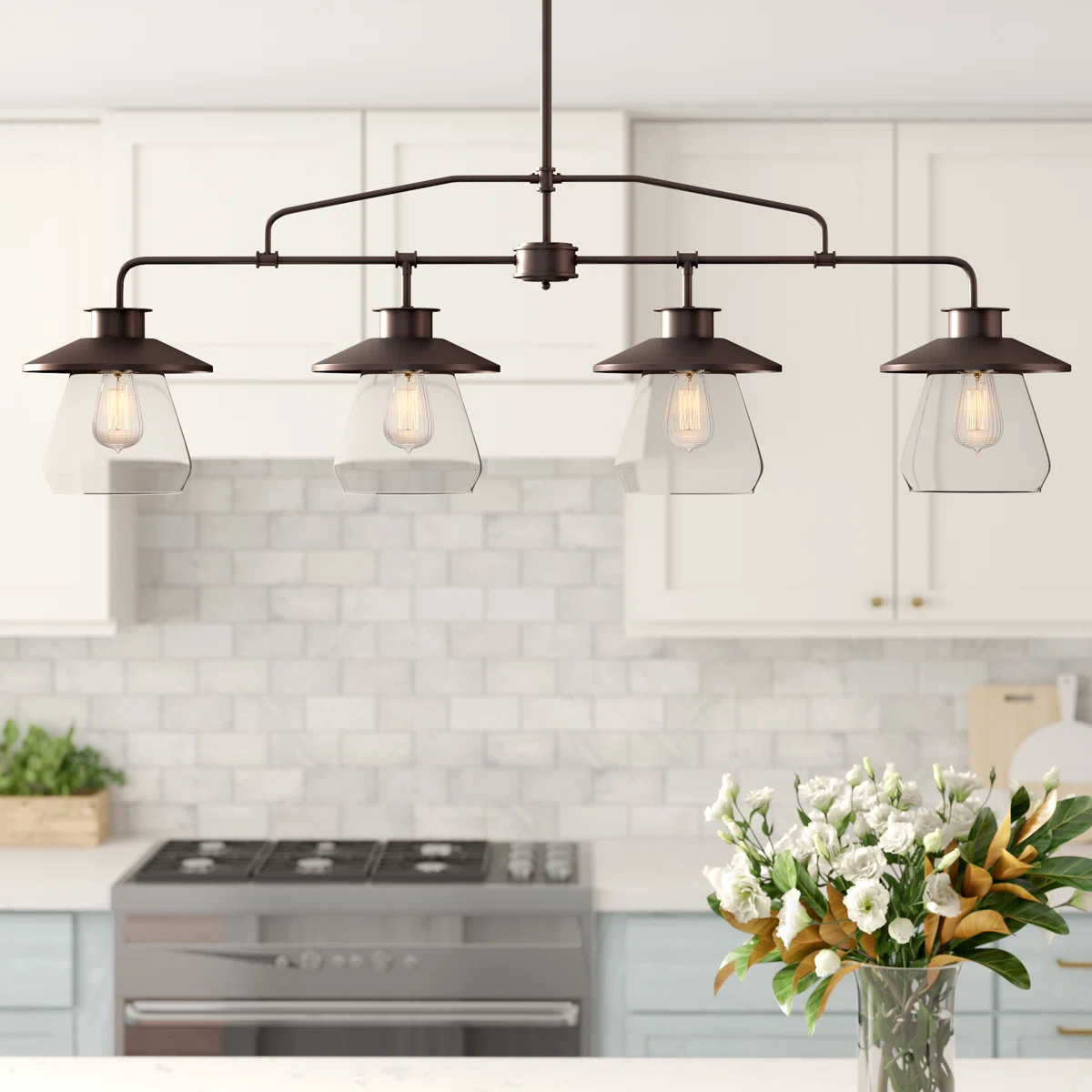 4 - Light Matte Black Kitchen Island Pendant