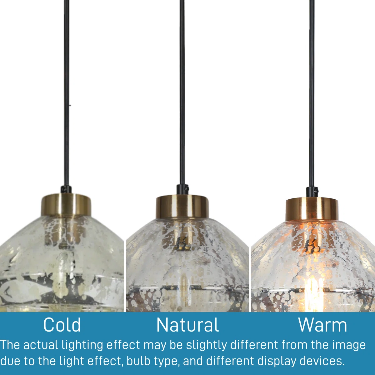  3 - Light Silver Mercury Glass Kitchen Island Linear Pendant