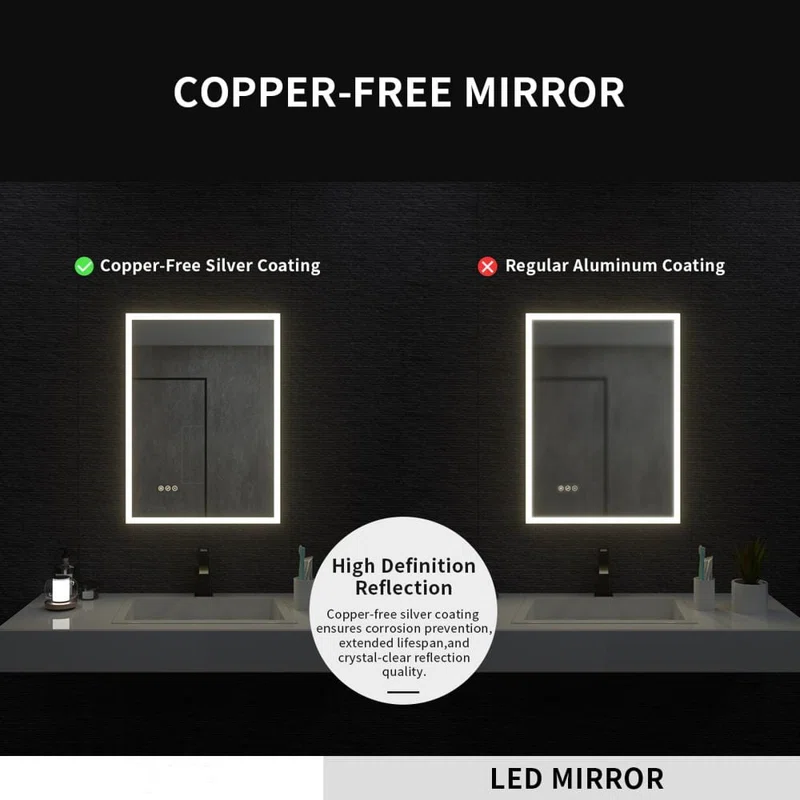 LED Mirror for Bathroom, Lighted, Anti Fog Led Vanity Mirror, Shatterproof
