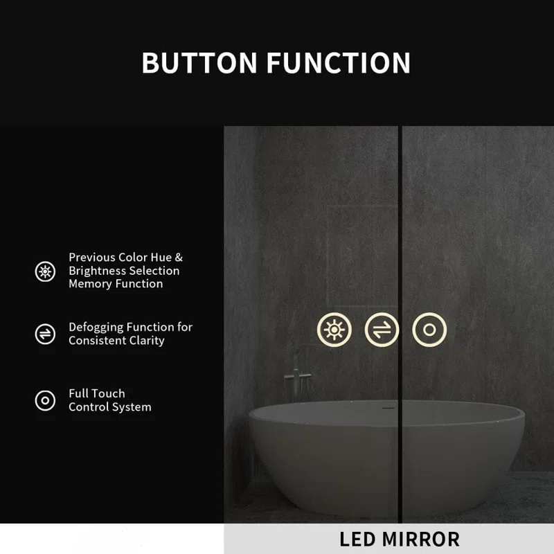 LED Mirror for Bathroom, Lighted, Anti Fog Led Vanity Mirror, Shatterproof