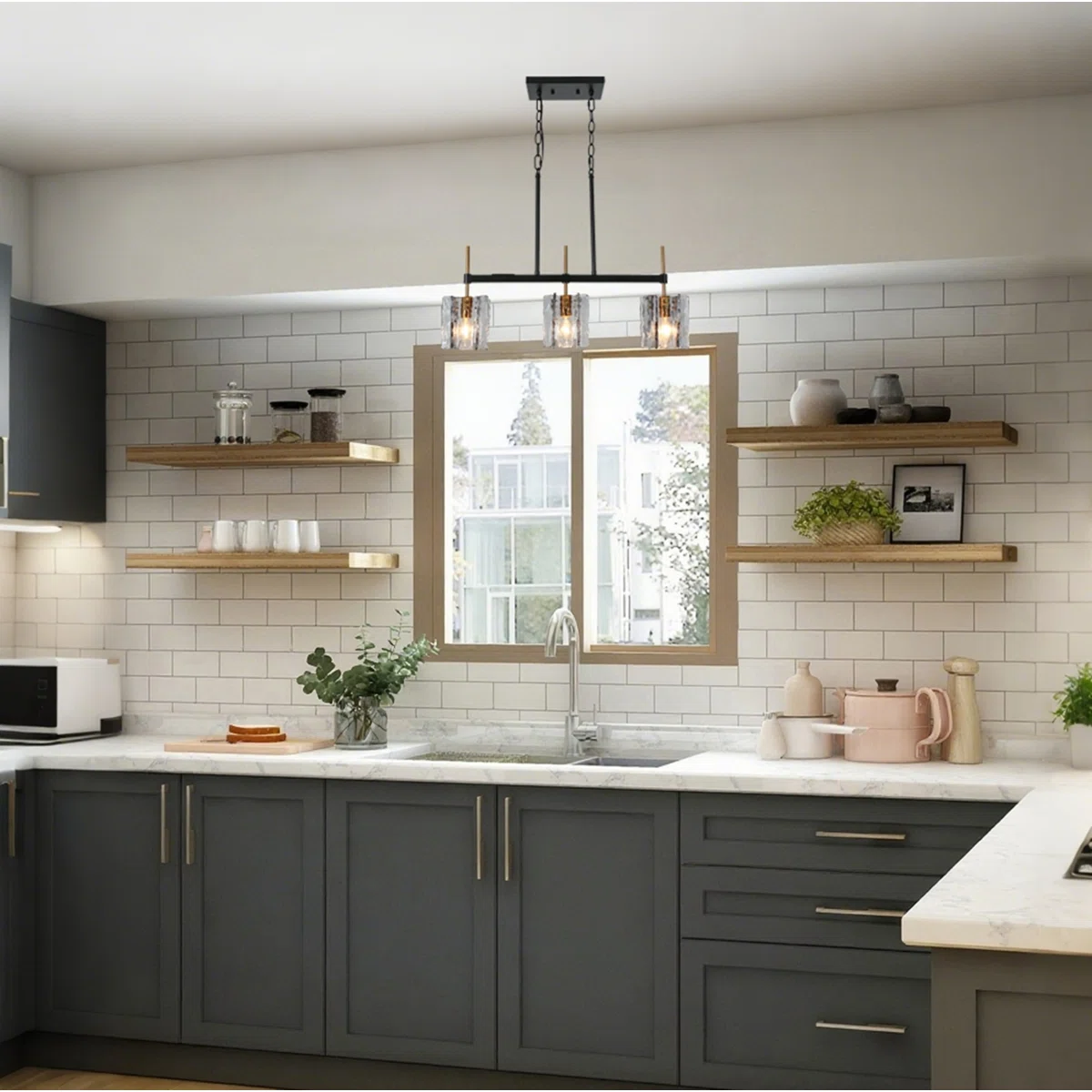 3-Light Dimmable Kitchen Island Pendant